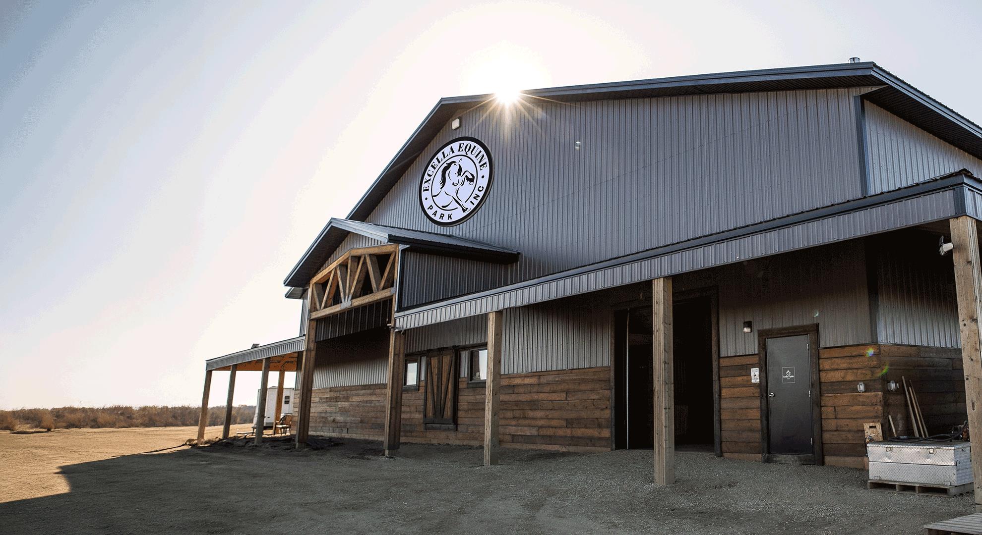 Finished barn at Excella Equine Park – premium equestrian facility in Stony Plain featured in our blog updates.